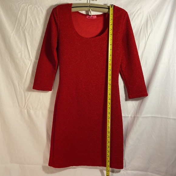 Red dress has stretch to hug your body dressy or casual - Picture 5 of 5